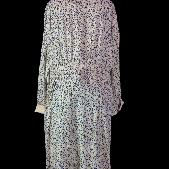 FREE PEOPLE YELLOW FLORAL OPEN FRONT DUSTER WITH SHAWL COLLAR SIZE LARGE - Picture 3 of 4